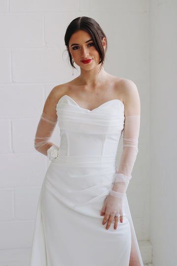 Long Sheer Wedding Sleeves - Velo Bianco